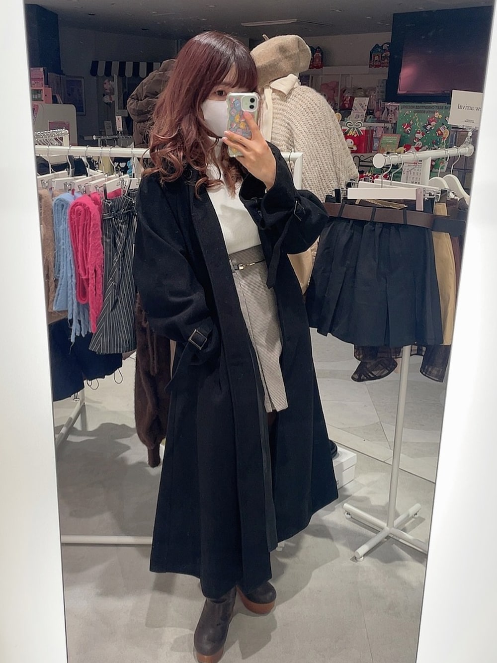 【ako】骨ストさんのきれいめロングコート　ネイビー natural couture コート アウター 「ako」骨ストさんのきれいめ