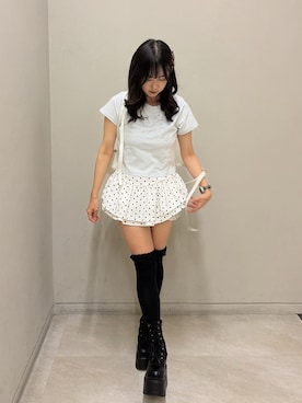 「one after another NICE CLAUP(ワンアフターアナザーナイスクラップ)のスタイルアップフレアスカパン(Skirt、その他)」を使った、Rio【 骨スト / ブルベ夏 】さん(レディース・163cm)の夏コーディネート