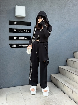「one after another NICE CLAUP(ワンアフターアナザーナイスクラップ)のフェイクファーサンダル(Sandals、ホワイト系)」を使った、Rio【 骨スト / ブルベ夏 】さん(レディース・163cm)の夏コーディネート