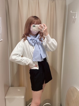 「one after another NICE CLAUP（ワンアフターアナザーナイスクラップ）のビジューボタンスカパン　2023SS（その他パンツ）」を使った、Rio【 骨スト / ブルベ夏 】さん（レディース・163cm）の春コーディネート