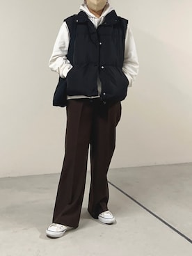 「秋のコーデ」｜「UNIQLO（ユニクロ）のアイテム（パーカー）」を使った、momoさん（レディース・157cm）の秋コーディネート