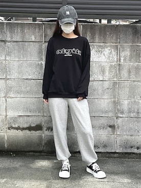 「韓国好きな人と繋がりたい」｜「アイテム（スウェットパンツ）」を使った、yummmm.02さん（レディース・159cm）の秋コーディネート