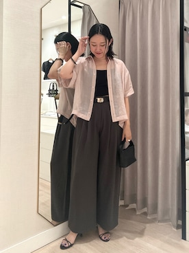 「アイテム（スラックス）」を使った、iwagashira Natsumiさん（レディース・168cm・30代）の夏コーディネート
