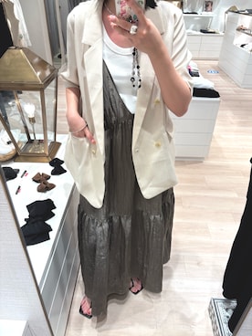 「アイテム（ジャケット/アウター）」を使った、iwagashira Natsumiさん（レディース・168cm・30代）の夏コーディネート