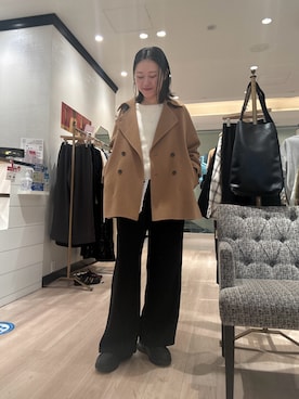 「アイテム（ピーコート）」を使った、iwagashira Natsumiさん（レディース・168cm）の秋コーディネート