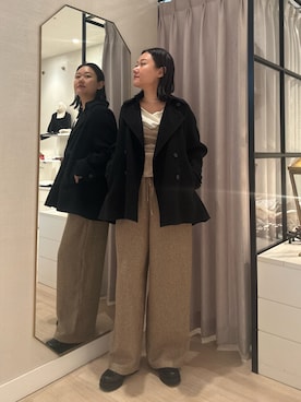 「アイテム（ピーコート）」を使った、iwagashira Natsumiさん（レディース・168cm）の秋コーディネート