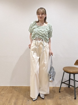 「w closet（ダブルクローゼット）のアイテム（その他パンツ）」を使った、rimi_wcloさん（レディース・164cm）の夏コーディネート