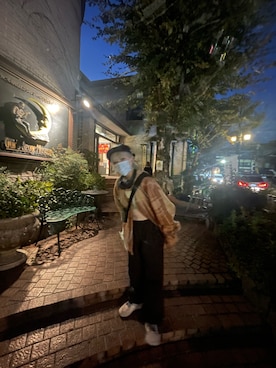 「古着好きな人と繋がりたい」｜「アイテム（ハンチング/ベレー帽）」を使った、なーさんさん（レディース・150cm）の秋コーディネート