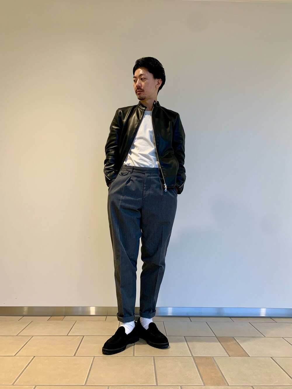 コロニークロージング　グレー スラックス COLONY CLOTHINGコロニークロージング シャーリングイージー