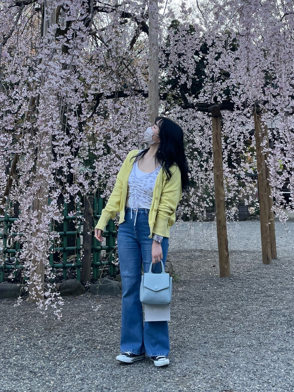 「春コーデ、プチプラ」｜「H&Mのアイテム（シャツ/ブラウス、ホワイト系）」を使った、manaさん（レディース・157cm）の春コーディネートの1枚目の写真
