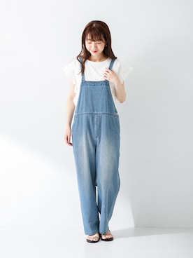 「SonnyLabel」｜「アイテム（サロペット/オーバーオール）」を使った、yukaさん（レディース・165cm）の夏コーディネート