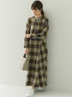 ワンピース ドレス グレー 灰色系 チェック柄 コーディネート Zozotown