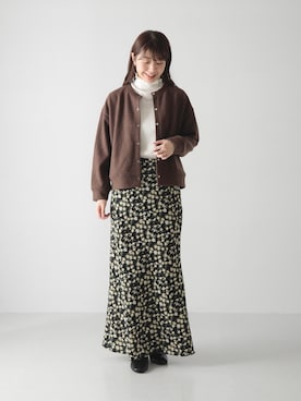 「URBAN RESEARCH Sonny Label（アーバンリサーチサニーレーベル）のストレッチメルトンカーディガン（カーディガン/ボレロ）」を使った、yukaさん（レディース・165cm）の秋コーディネート