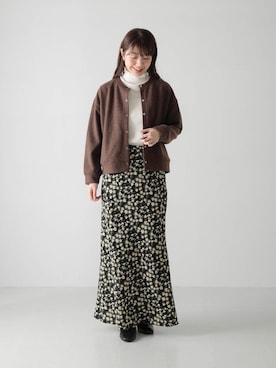 「URBAN RESEARCH Sonny Label（アーバンリサーチサニーレーベル）のストレッチメルトンカーディガン（カーディガン/ボレロ）」を使った、yukaさん（レディース・165cm）の秋コーディネート