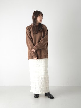 「SonnyLabel」｜「アイテム（スウェット）」を使った、yukaさん（レディース・165cm）の冬コーディネート