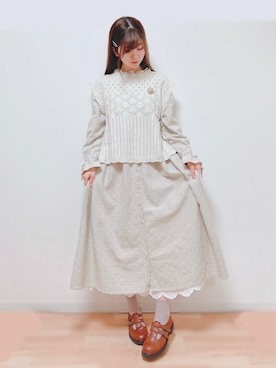 「ニットベスト」｜「アイテム（アンサンブル）」を使った、Gilda♡ᵕ̈*⑅さん（レディース・163cm）の冬コーディネート