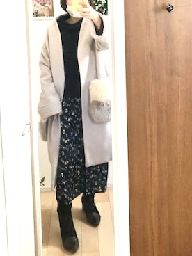 「SENSE OF PLACE by URBAN RESEARCH（センスオブプレイスバイアーバンリサーチ）のアイテム（ノーカラーコート）」を使った、Ring-go'roundさん（レディース・153cm）の冬コーディネート