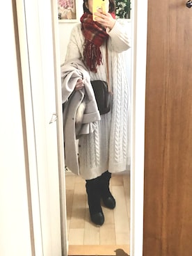「SENSE OF PLACE by URBAN RESEARCH（センスオブプレイスバイアーバンリサーチ）のアイテム（ノーカラーコート）」を使った、Ring-go'roundさん（レディース・153cm）の冬コーディネート