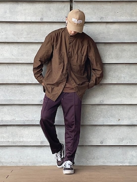 「アイテム（スウェットパンツ、パープル系）」を使った、masastepさん（メンズ・178cm）の秋コーディネート