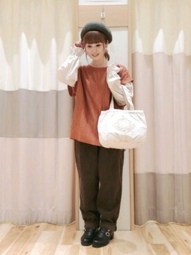「アイテム（アンサンブル、オレンジ系）」を使った、kumimikuさん（レディース・148cm）の秋コーディネート