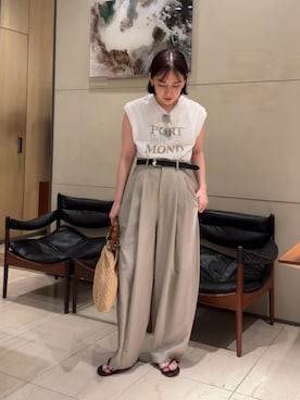 「GALLARDAGALANTE（ガリャルダガランテ）の【GOOD ROCK SPEED】NYCノースリーブロゴTee／別注（Tシャツ/カットソー、ホワイト系）」を使った、manamiさん（レディース・155cm）の夏コーディネート