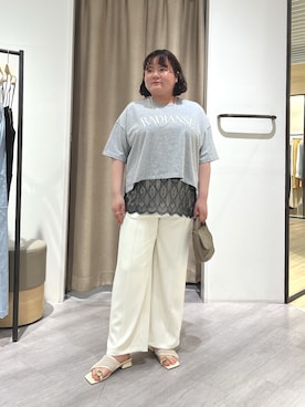 「Jena espace merveilleux(ジェナ エスパスメルヴェイユ)の【2サイズ展開/WEB限定カラー有】トロミイージーパンツ(その他パンツ、ホワイト系)」を使った、jiinajena77さん(レディース・159cm)の春コーディネート