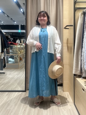 「Jena espace merveilleux(ジェナ エスパスメルヴェイユ)のシアーストライプシャツ(シャツ/ブラウス、ベージュ系)」を使った、jiinajena77さん(レディース・159cm)の夏コーディネート