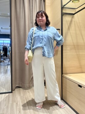 「Jena espace merveilleux(ジェナ エスパスメルヴェイユ)の【2サイズ展開/WEB限定カラー有】トロミイージーパンツ(その他パンツ、ホワイト系)」を使った、jiinajena77さん(レディース・159cm)の夏コーディネート