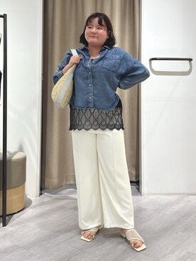 「Jena espace merveilleux(ジェナ エスパスメルヴェイユ)の【2サイズ展開/WEB限定カラー有】トロミイージーパンツ(その他パンツ、ホワイト系)」を使った、jiinajena77さん(レディース・159cm)の春コーディネート