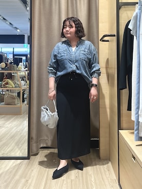 「Jena espace merveilleux(ジェナ エスパスメルヴェイユ)の【シャツのインナーに◎】スクエアタンクトップ(キャミソール、ホワイト系)」を使った、jiinajena77さん(レディース・159cm)の夏コーディネート