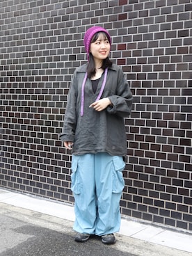 「アイテム（ニットキャップ/ビーニー）」を使った、asaki9807さん（レディース・153cm）の夏コーディネート