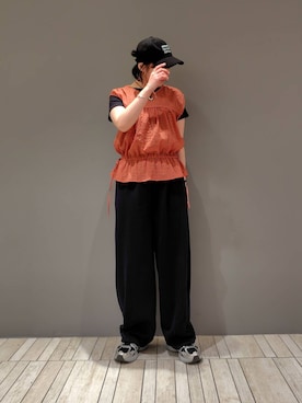 「ブラウスコーデ」｜「アイテム（帽子）」を使った、まるさん（レディース・153cm）の夏コーディネート