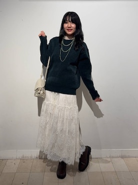 「アイテム（ネックレス）」を使った、soyosukeさん（レディース・170cm）の秋コーディネート