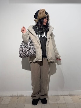 「GLOBAL WORK（グローバルワーク）のエアリュクスダウンフードブルゾン/495695（ダウンジャケット/コート）」を使った、soyosukeさん（レディース・170cm）の秋コーディネート