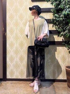 「アイテム（キャスケット）」を使った、ハナミズキさん（レディース・158cm）の夏コーディネート