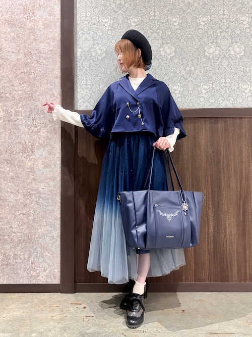 Ｗ釦プチフリルケープ