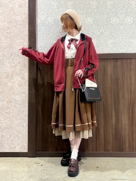 「axes femme（アクシーズファム）のアイテム（カーディガン/ボレロ）」を使った、ハナミズキさん（レディース・158cm）の秋コーディネート
