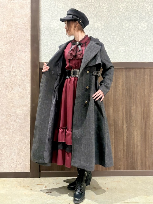 ジャボブローチ付ロングワンピース（ワンピース）｜axes femme