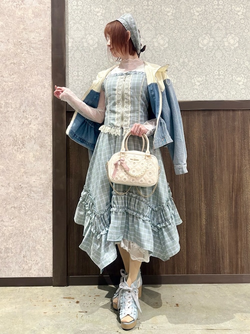 チェックレースフリルビスチェ（ベスト）｜axes femme（アクシーズ