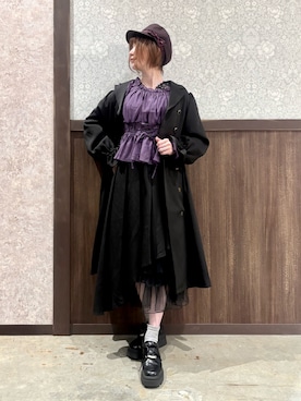 「アイテム（付け襟）」を使った、ハナミズキさん（レディース・158cm）の秋コーディネート