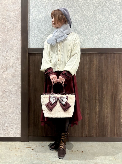 編み上げケーブルニットカーディガン