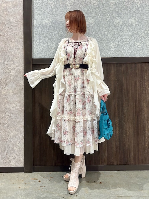 レース×ブーケティアードワンピース（ワンピース）｜axes femme