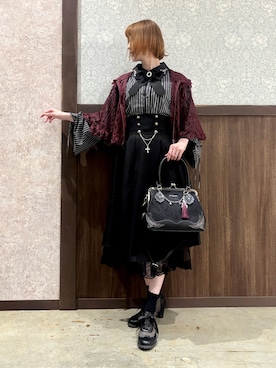 「axes femme（アクシーズファム）のアイテム（カーディガン/ボレロ）」を使った、ハナミズキさん（レディース・158cm）の秋コーディネート
