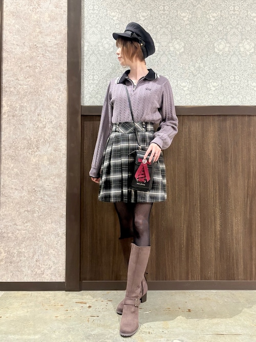 ファー付スエードロングブーツ（ブーツ）｜axes femme（アクシーズ