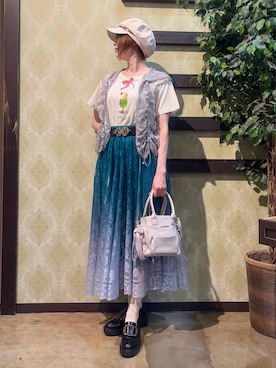「アイテム（キャスケット）」を使った、ハナミズキさん（レディース・158cm）の夏コーディネート