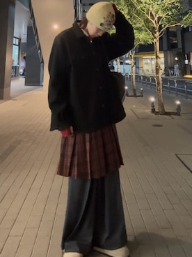 「アイテム（ニットキャップ/ビーニー）」を使った、Akitoさん（メンズ・172cm）の秋コーディネート