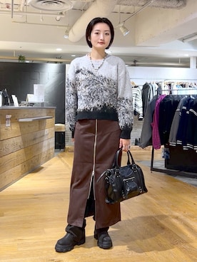 「JEANASIS（ジーナシス）のルーズFITロングブーツ/581263（ブーツ）」を使った、airiさん（レディース・162cm）の秋コーディネート