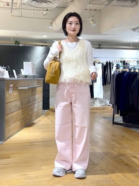 「JEANASIS（ジーナシス）の【抗菌防臭テープ付き】キリカエボリュームローファー/573242（ローファー、シルバー系）」を使った、airiさん（レディース）の春コーディネート