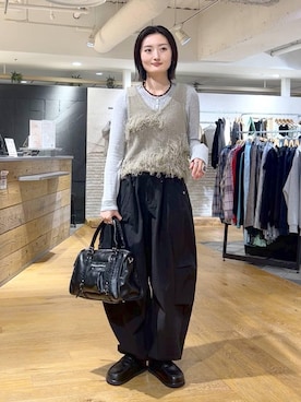 「JEANASIS（ジーナシス）のセミシアーリブヘンリー LS/326122（Tシャツ/カットソー、グレー系）」を使った、airiさん（レディース）の春コーディネート