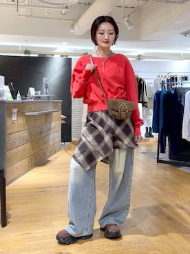 「アイテム（チュニック）」を使った、airiさん（レディース・162cm）の秋コーディネート